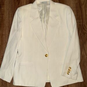 Austin Reed Blazer Size 12 Cream White Gold Tone Buttons Made In USA Old Money